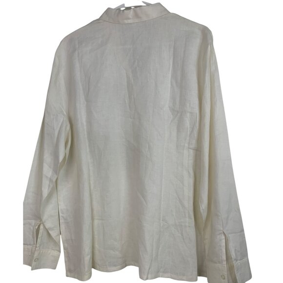 Soleil Womens Ivory Linen Blend Button Blouse 3XL RBB10449 - Picture 8 of 8